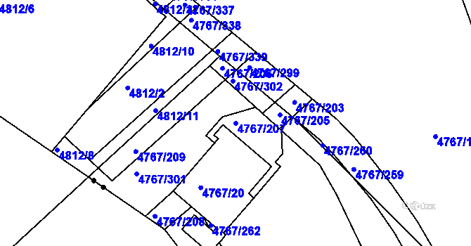 Parcela st. 4767/207 v KÚ Královo Pole, Katastrální mapa
