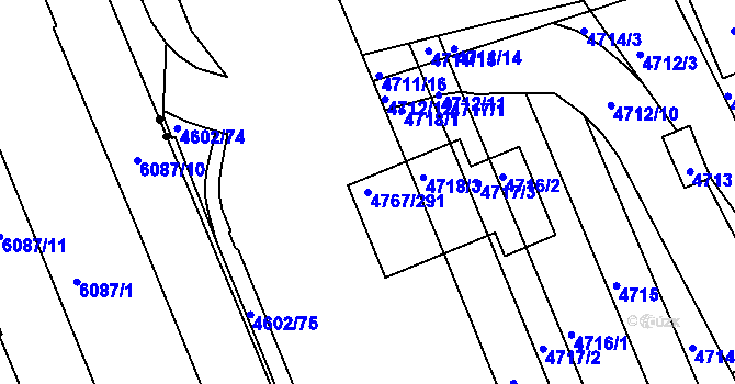 Parcela st. 4767/291 v KÚ Královo Pole, Katastrální mapa