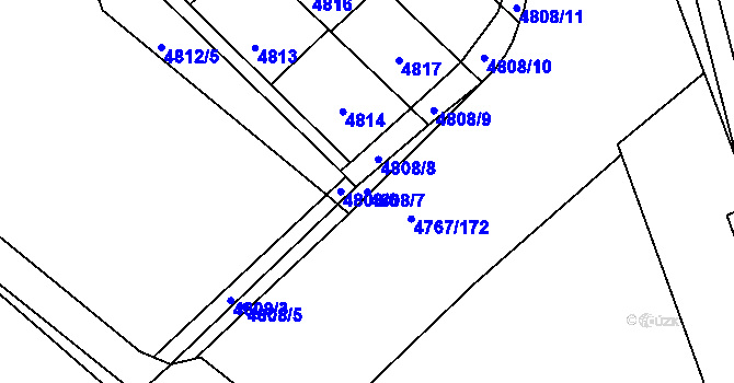 Parcela st. 4808/7 v KÚ Královo Pole, Katastrální mapa