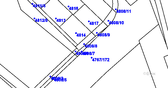 Parcela st. 4808/8 v KÚ Královo Pole, Katastrální mapa