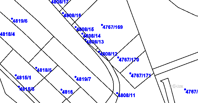 Parcela st. 4808/12 v KÚ Královo Pole, Katastrální mapa