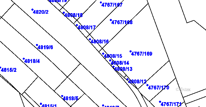 Parcela st. 4808/15 v KÚ Královo Pole, Katastrální mapa