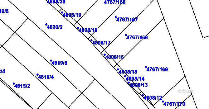 Parcela st. 4808/16 v KÚ Královo Pole, Katastrální mapa