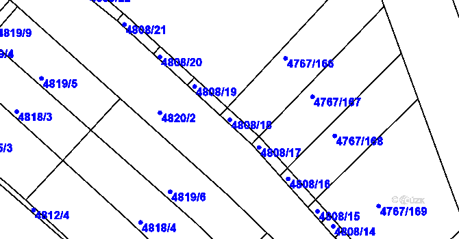 Parcela st. 4808/18 v KÚ Královo Pole, Katastrální mapa
