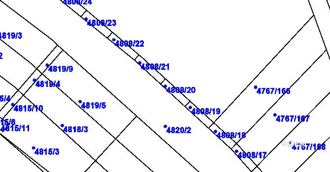 Parcela st. 4808/20 v KÚ Královo Pole, Katastrální mapa