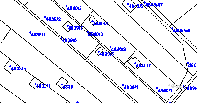 Parcela st. 4839/6 v KÚ Královo Pole, Katastrální mapa