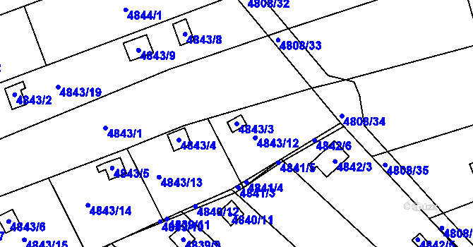 Parcela st. 4843/3 v KÚ Královo Pole, Katastrální mapa
