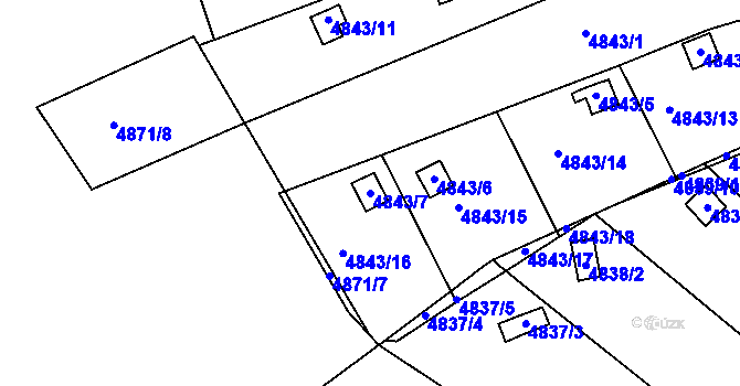 Parcela st. 4843/7 v KÚ Královo Pole, Katastrální mapa
