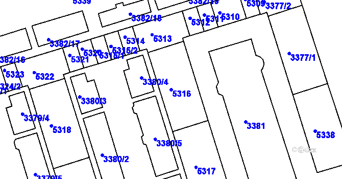 Parcela st. 5316 v KÚ Královo Pole, Katastrální mapa