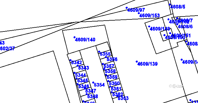 Parcela st. 5355 v KÚ Královo Pole, Katastrální mapa