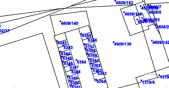 Parcela st. 5357 v KÚ Královo Pole, Katastrální mapa