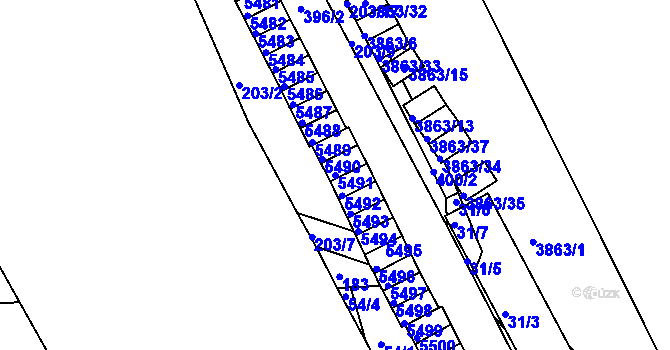 Parcela st. 5491 v KÚ Královo Pole, Katastrální mapa