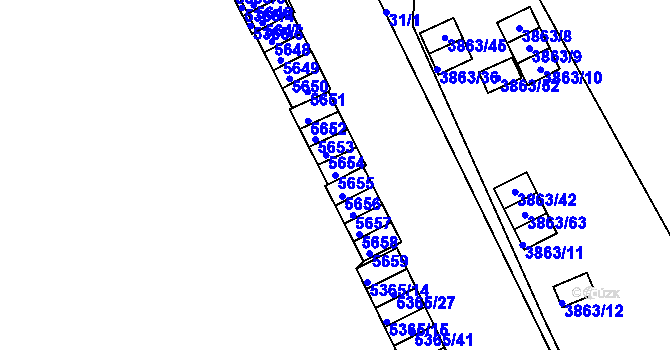 Parcela st. 5655 v KÚ Královo Pole, Katastrální mapa