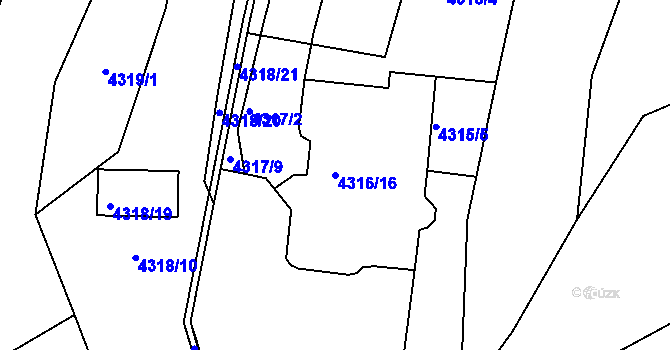 Parcela st. 4316/16 v KÚ Královo Pole, Katastrální mapa