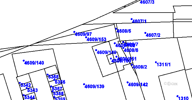 Parcela st. 4609/149 v KÚ Královo Pole, Katastrální mapa