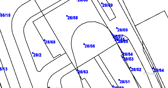 Parcela st. 28/56 v KÚ Královo Pole, Katastrální mapa