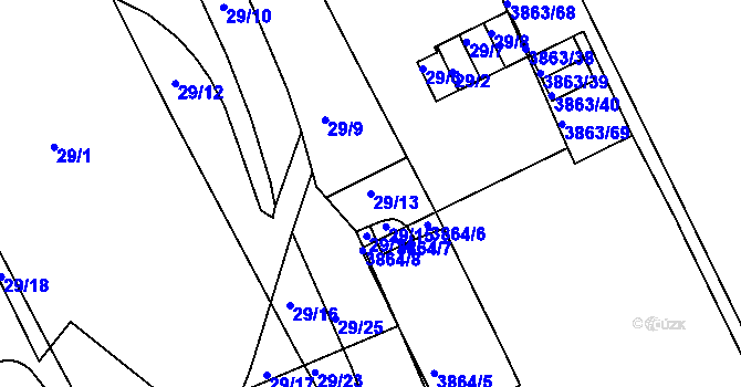 Parcela st. 29/13 v KÚ Královo Pole, Katastrální mapa