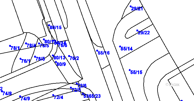 Parcela st. 55/16 v KÚ Královo Pole, Katastrální mapa