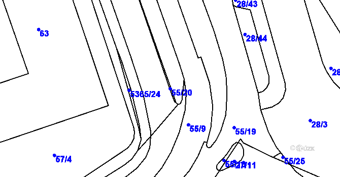Parcela st. 55/20 v KÚ Královo Pole, Katastrální mapa