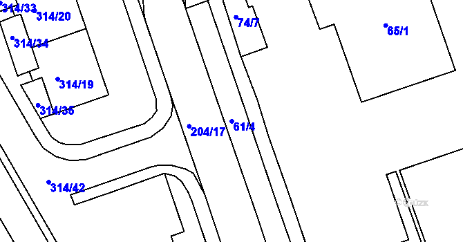 Parcela st. 61/4 v KÚ Královo Pole, Katastrální mapa