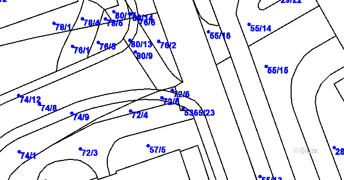 Parcela st. 72/6 v KÚ Královo Pole, Katastrální mapa