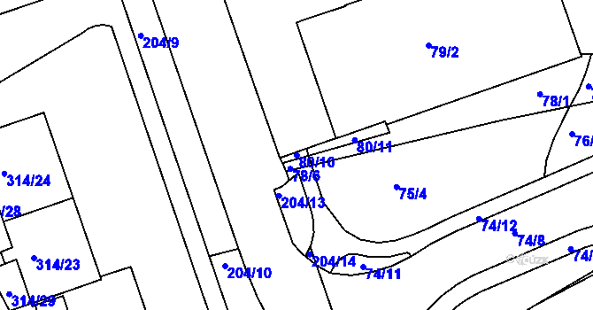 Parcela st. 80/10 v KÚ Královo Pole, Katastrální mapa