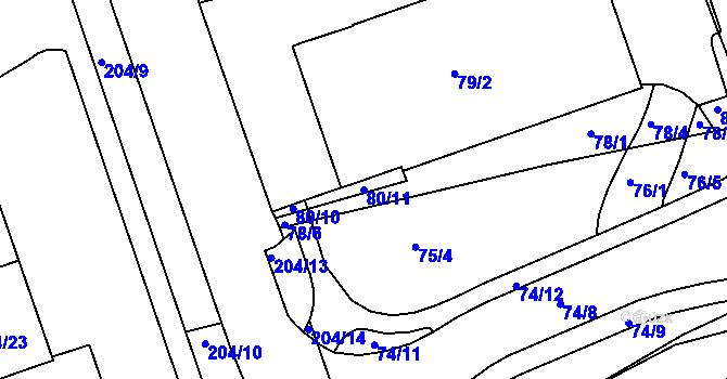 Parcela st. 80/11 v KÚ Královo Pole, Katastrální mapa