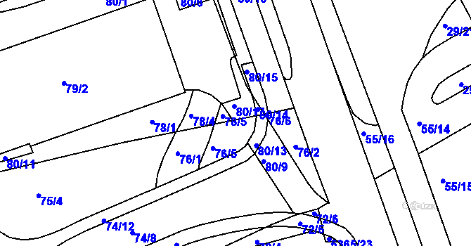Parcela st. 80/12 v KÚ Královo Pole, Katastrální mapa