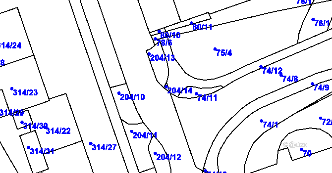 Parcela st. 204/14 v KÚ Královo Pole, Katastrální mapa