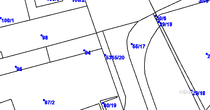 Parcela st. 5365/20 v KÚ Královo Pole, Katastrální mapa
