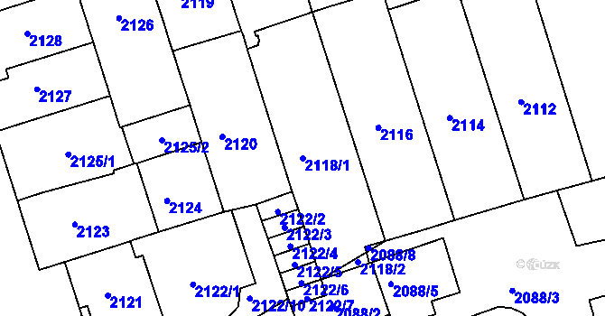 Parcela st. 2118/1 v KÚ Královo Pole, Katastrální mapa