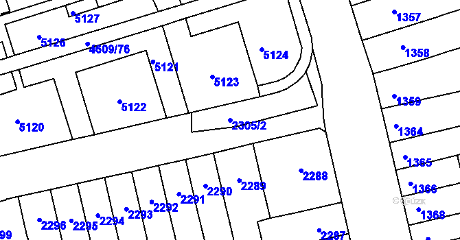 Parcela st. 2305/2 v KÚ Královo Pole, Katastrální mapa