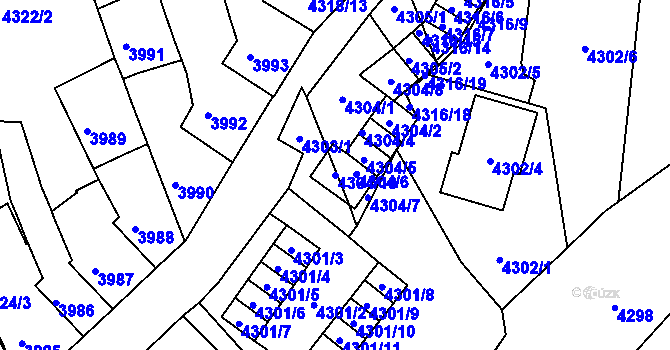 Parcela st. 4304/10 v KÚ Královo Pole, Katastrální mapa