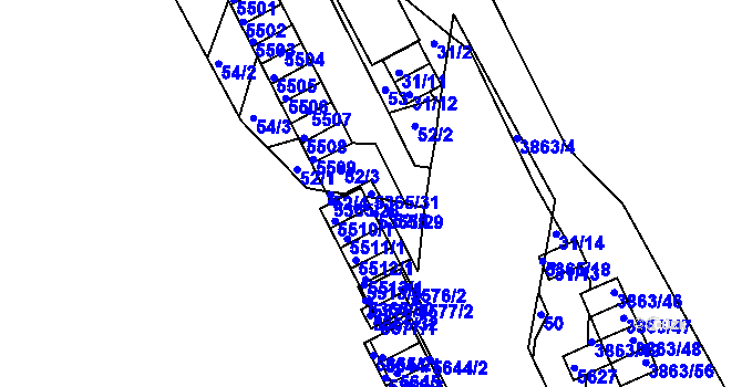 Parcela st. 5365/31 v KÚ Královo Pole, Katastrální mapa