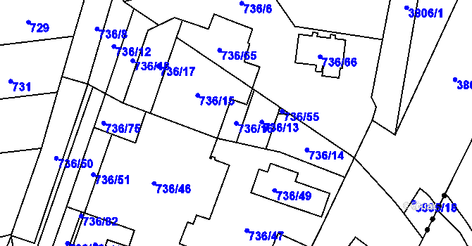 Parcela st. 736/16 v KÚ Královo Pole, Katastrální mapa