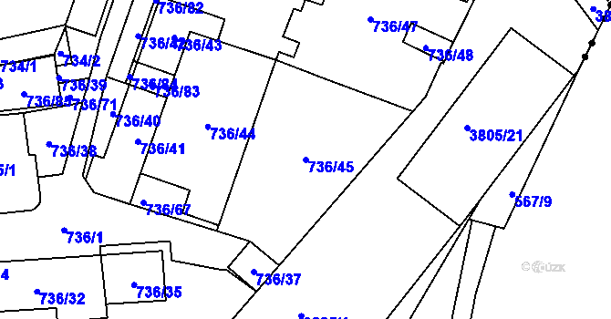 Parcela st. 736/45 v KÚ Královo Pole, Katastrální mapa