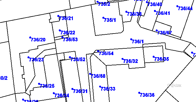 Parcela st. 736/54 v KÚ Královo Pole, Katastrální mapa