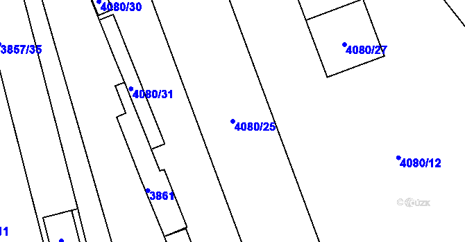 Parcela st. 4080/25 v KÚ Královo Pole, Katastrální mapa