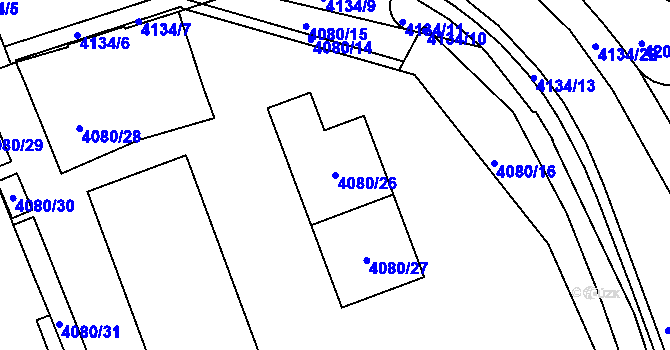 Parcela st. 4080/26 v KÚ Královo Pole, Katastrální mapa