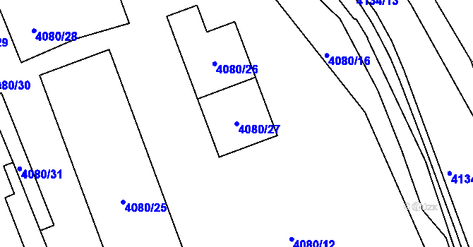 Parcela st. 4080/27 v KÚ Královo Pole, Katastrální mapa