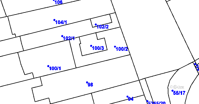 Parcela st. 100/2 v KÚ Královo Pole, Katastrální mapa