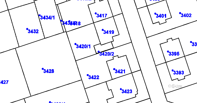 Parcela st. 3420/2 v KÚ Královo Pole, Katastrální mapa
