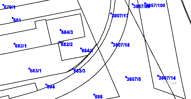 Parcela st. 684/2 v KÚ Královo Pole, Katastrální mapa