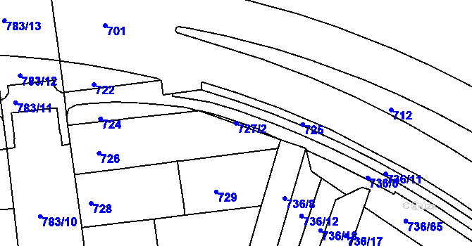 Parcela st. 727/2 v KÚ Královo Pole, Katastrální mapa