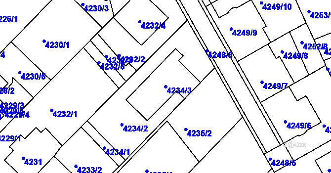 Parcela st. 4234/3 v KÚ Královo Pole, Katastrální mapa