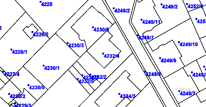 Parcela st. 4232/4 v KÚ Královo Pole, Katastrální mapa