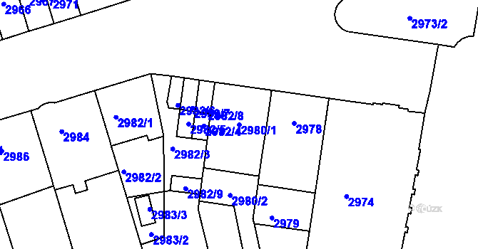 Parcela st. 2980/1 v KÚ Královo Pole, Katastrální mapa