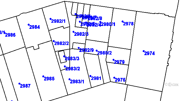Parcela st. 2980/2 v KÚ Královo Pole, Katastrální mapa