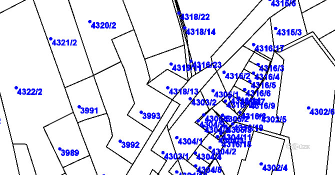 Parcela st. 4318/13 v KÚ Královo Pole, Katastrální mapa