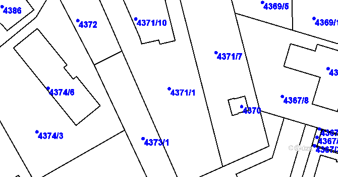 Parcela st. 4371/1 v KÚ Královo Pole, Katastrální mapa